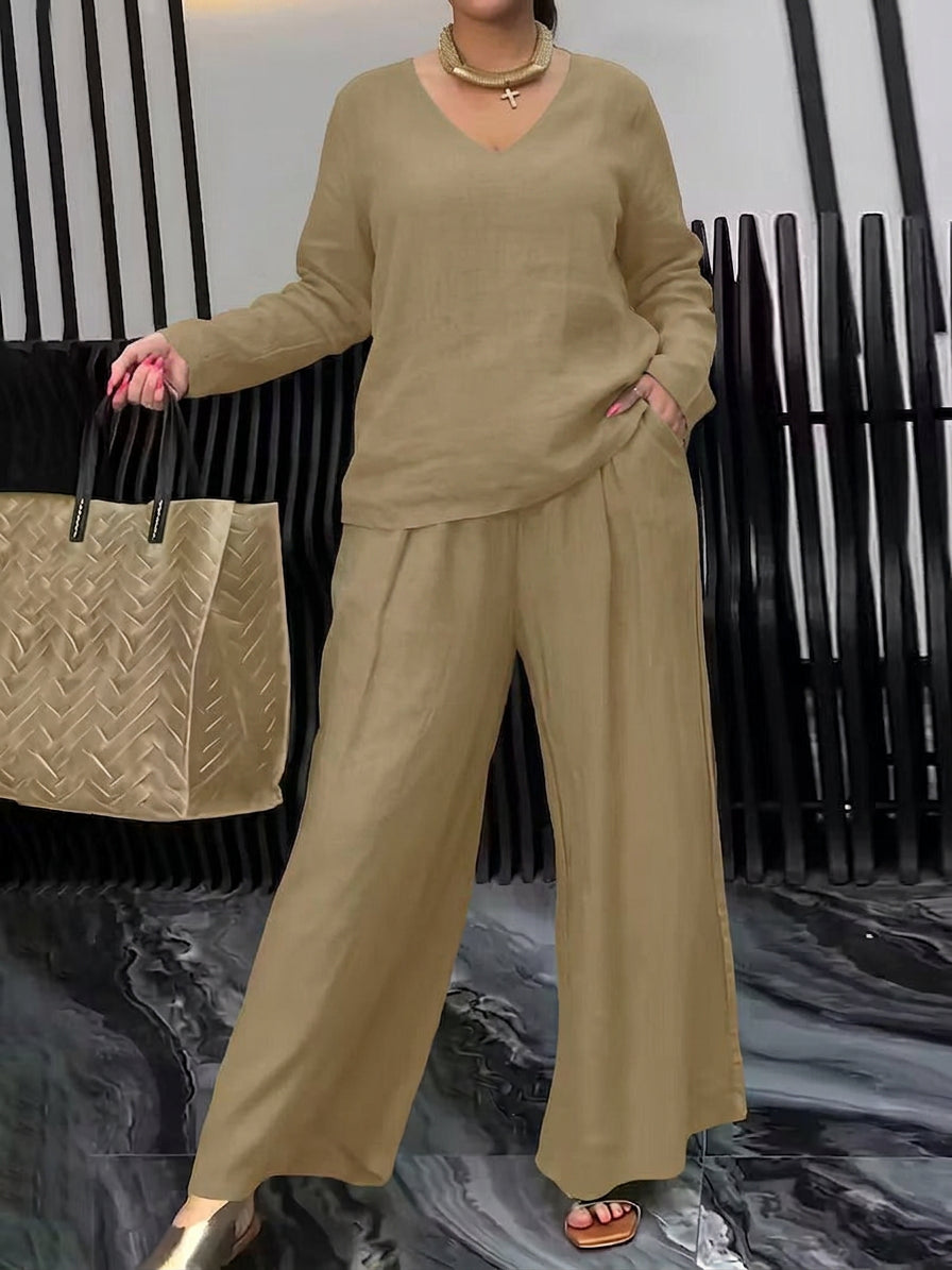 Quinn - Women Cotton V-neck Co-Ord Set
