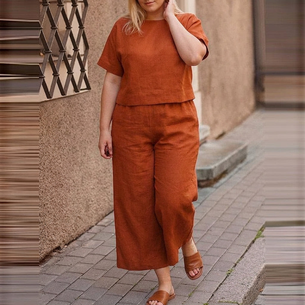 LINNEA - WOMEN PLAIN CROP TOP &amp; PantS CO-ORDER SET