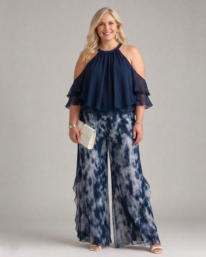 Anouk | Layered Halter Neck Printed Wide Leg Set