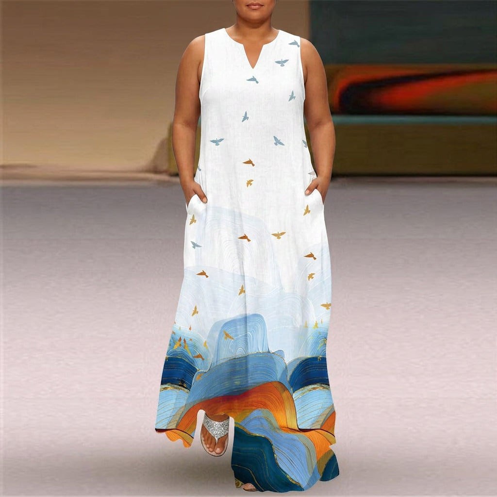 Leona | V-Neck Sleeveless Maxi Dress