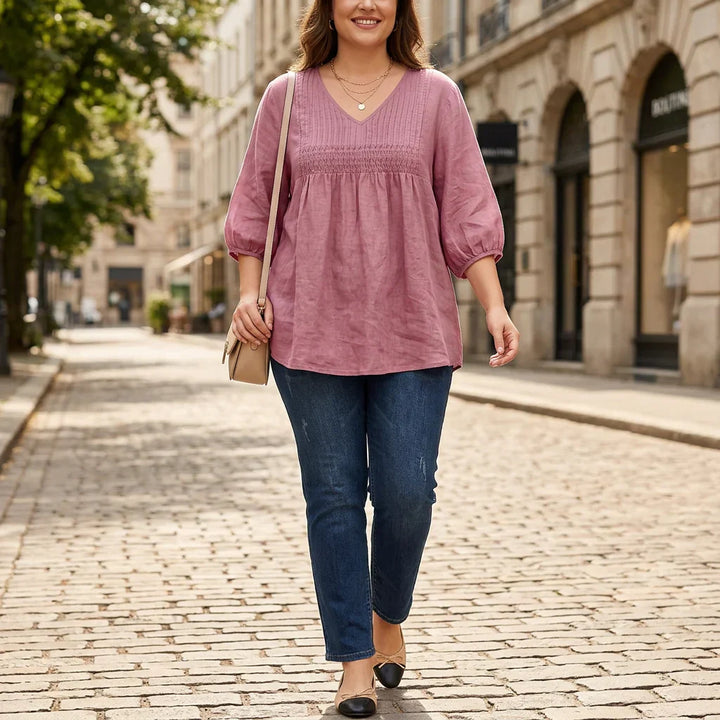 Tindra - Pure Linen Cotton Pleated Comfortable tunic