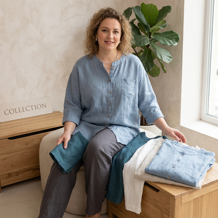 Cataleya - Classic Pure Cotton Plain Shirt With Pocket
