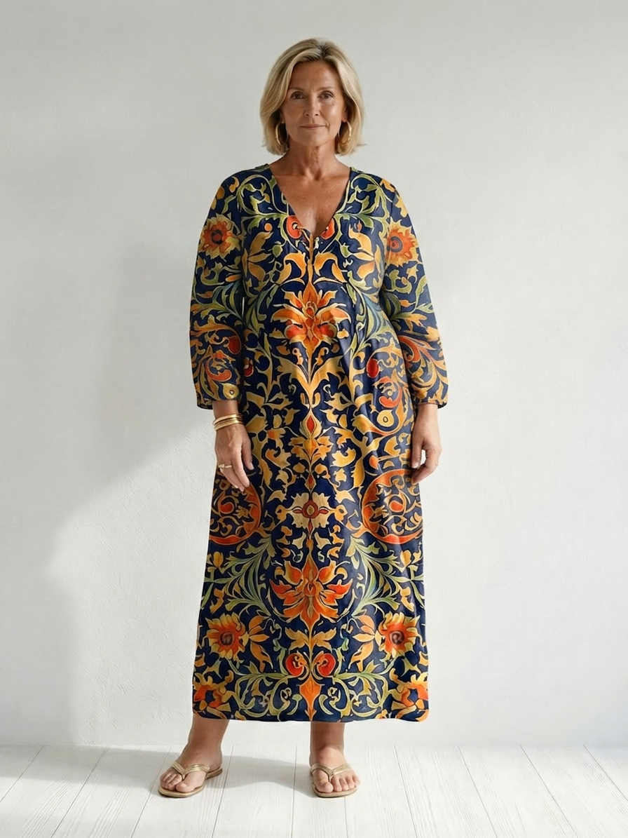 Laisa | Clean Ornate Floral Midi Dress