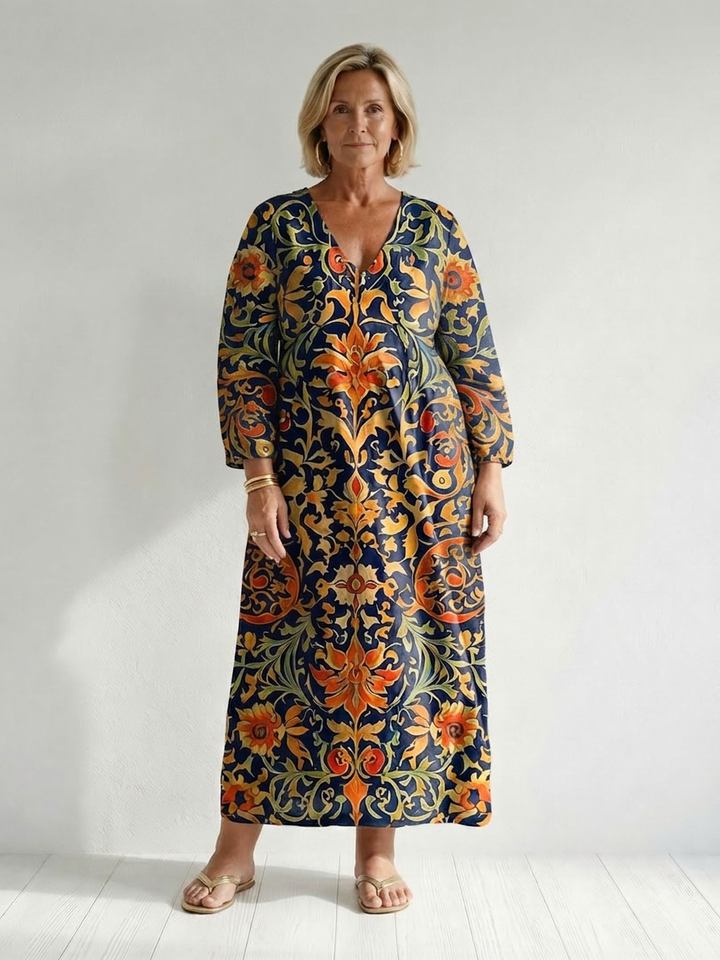 Laisa | Clean Ornate Floral Midi Dress
