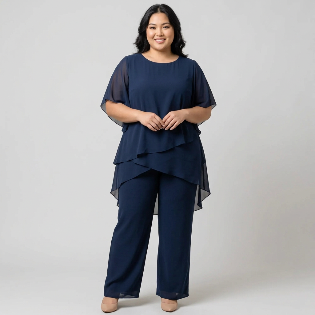 Isolde | Suit with draped palazzo pants