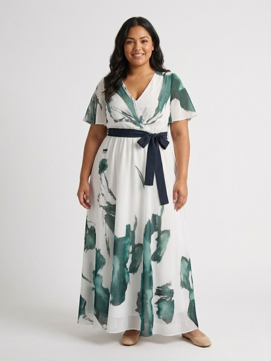 Livia | Flutter Sleeve Belted Maxi Dress