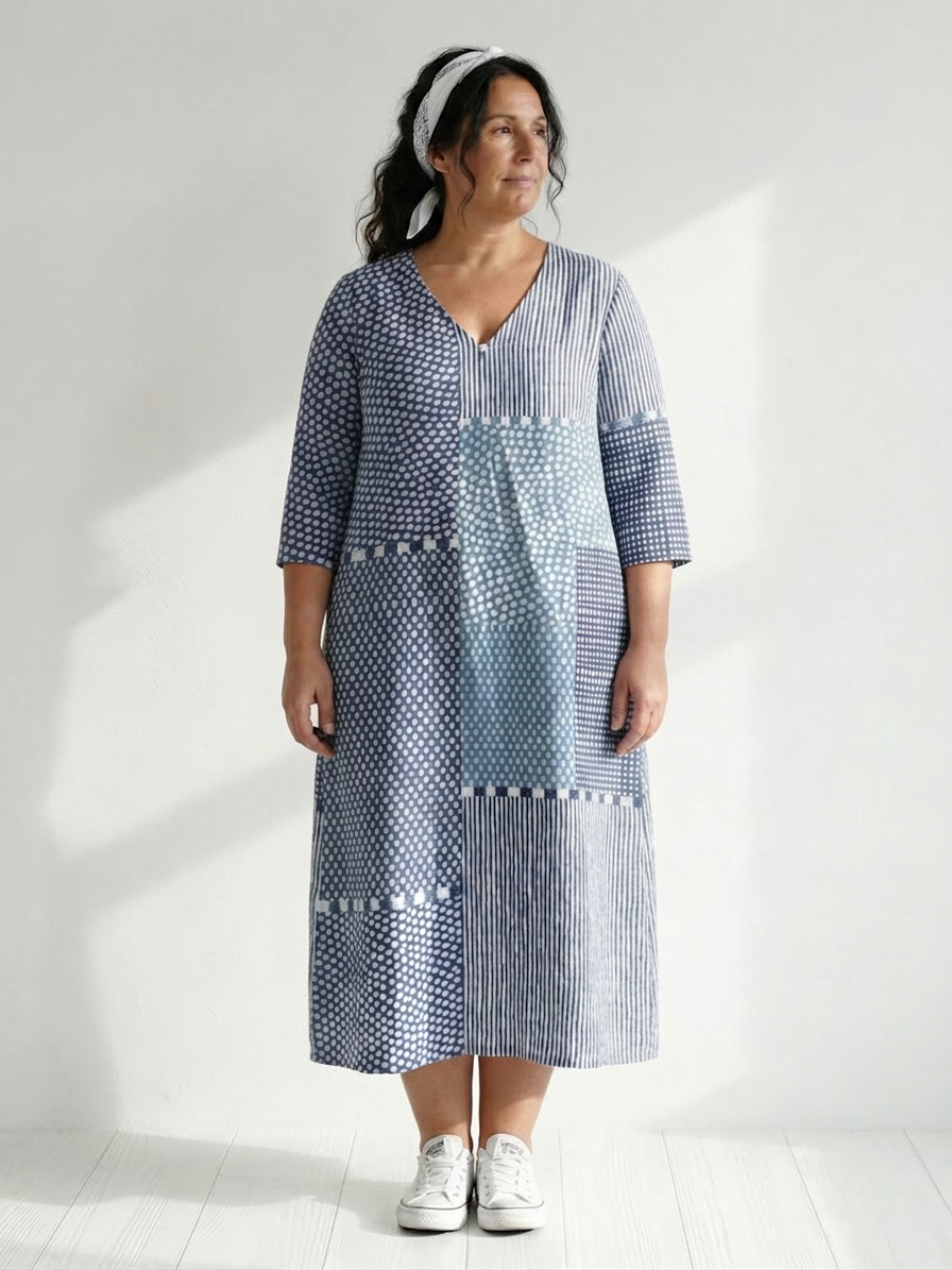 Theodora | Fit Patchwork Midi Dress