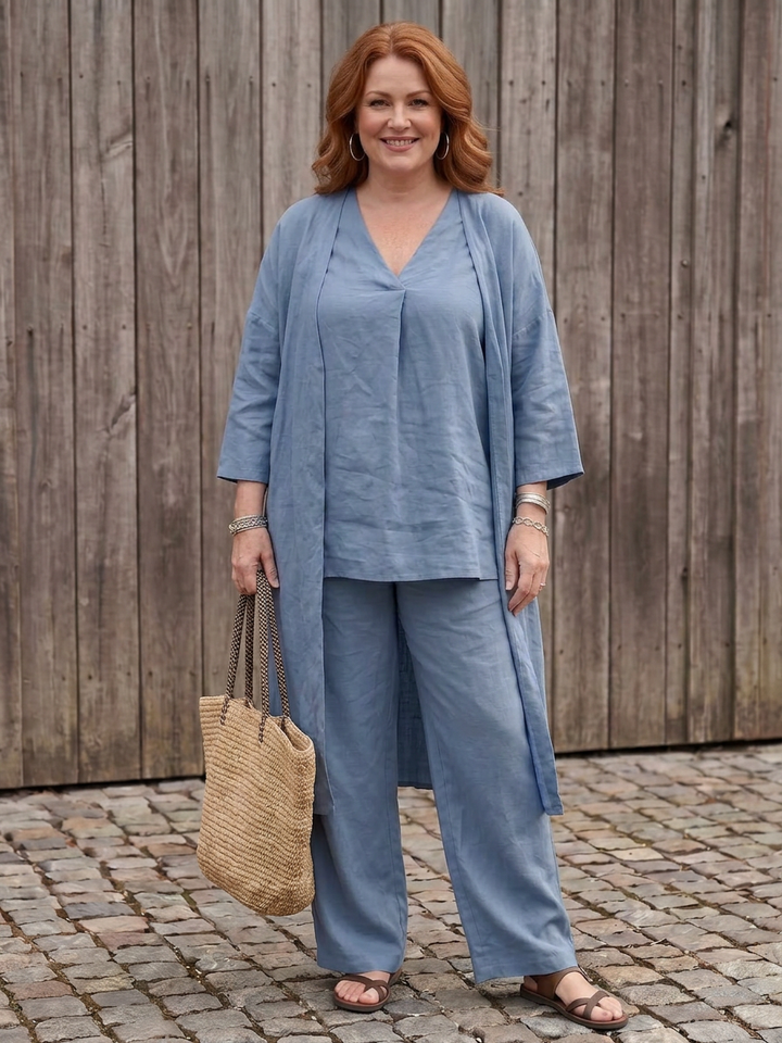 Juna | Loose Tunic Top Wide Leg Pant Set