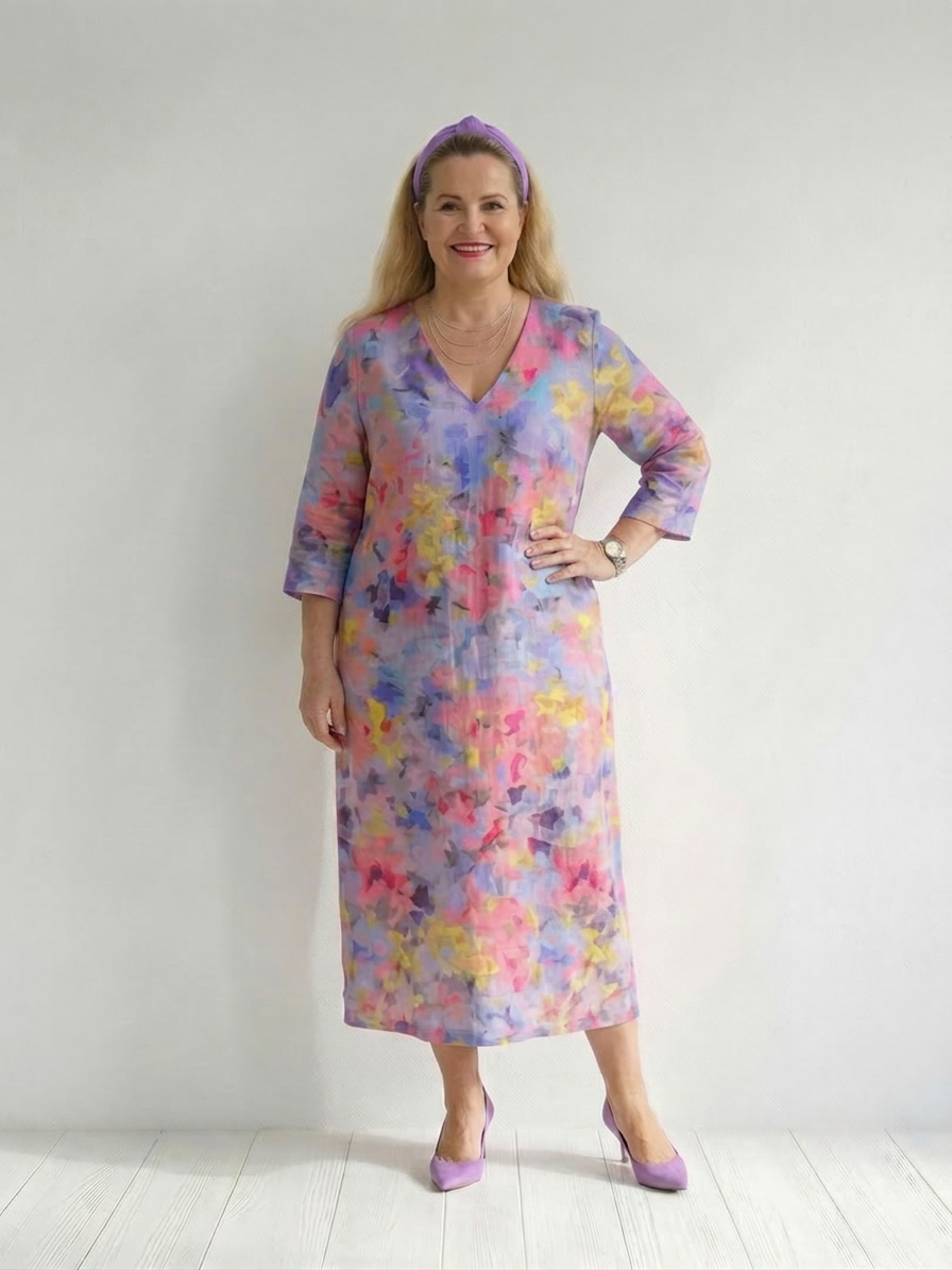 Faye | Abstract Floral Midi Dress