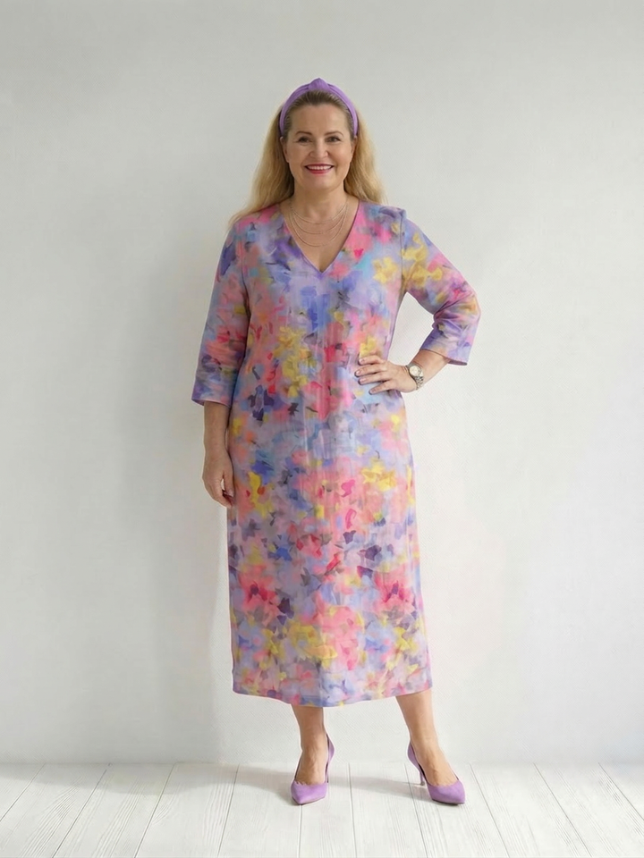 Faye | Abstract Floral Midi Dress