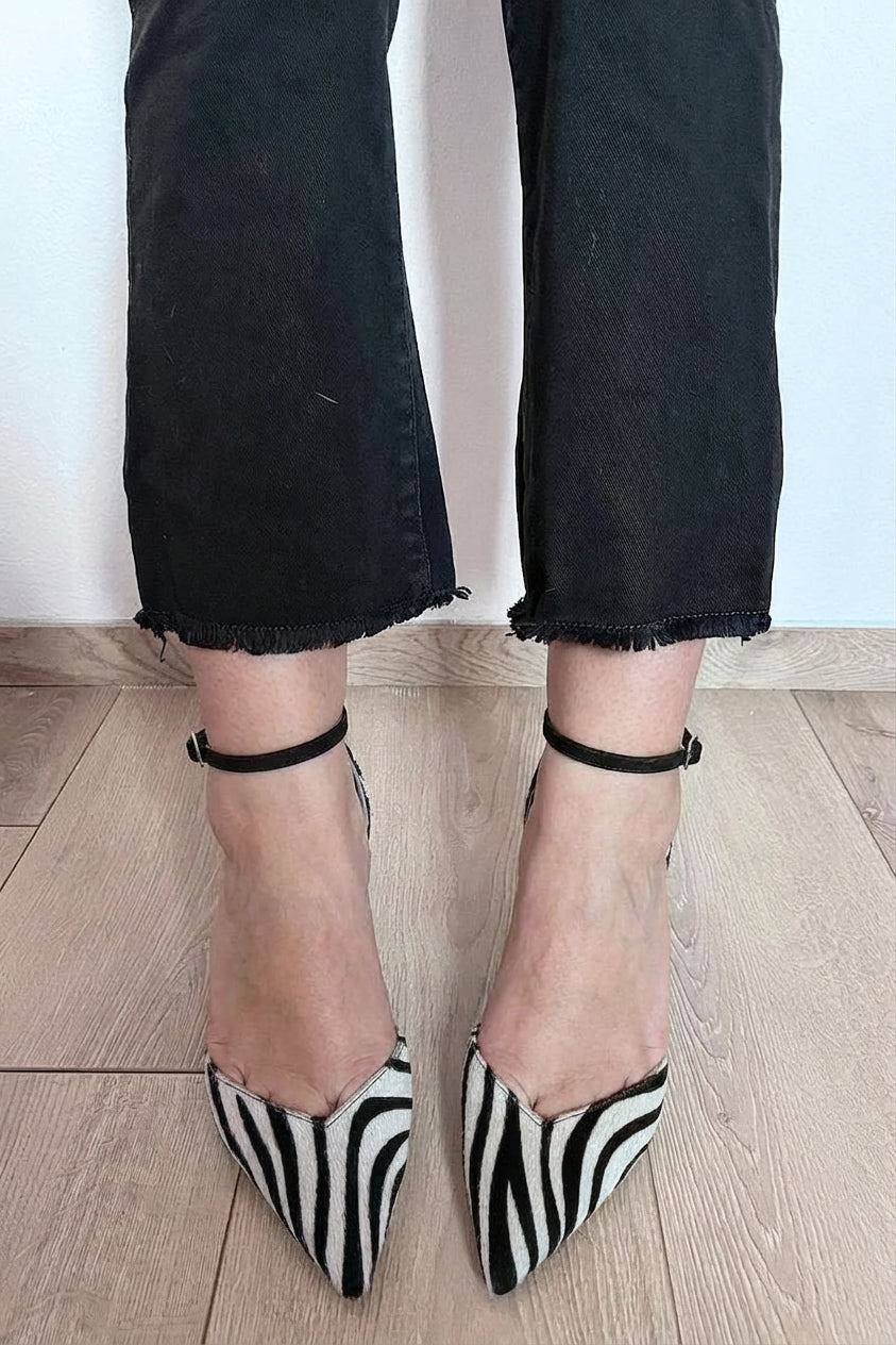 MIRABEL PRINT PUMPS WITH ANKLE STRAP