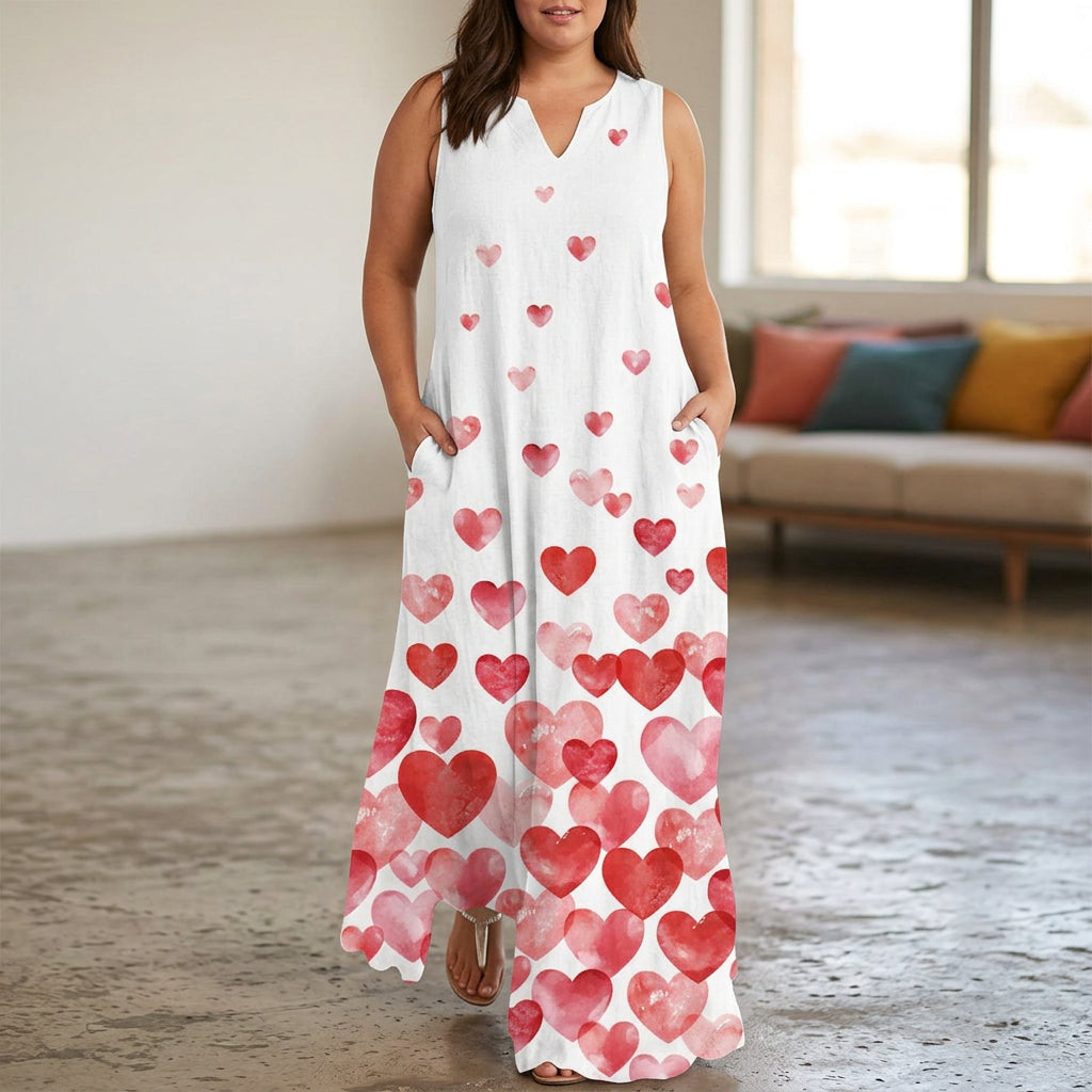Livia | V-Neck Sleeveless Heart Maxi Dress