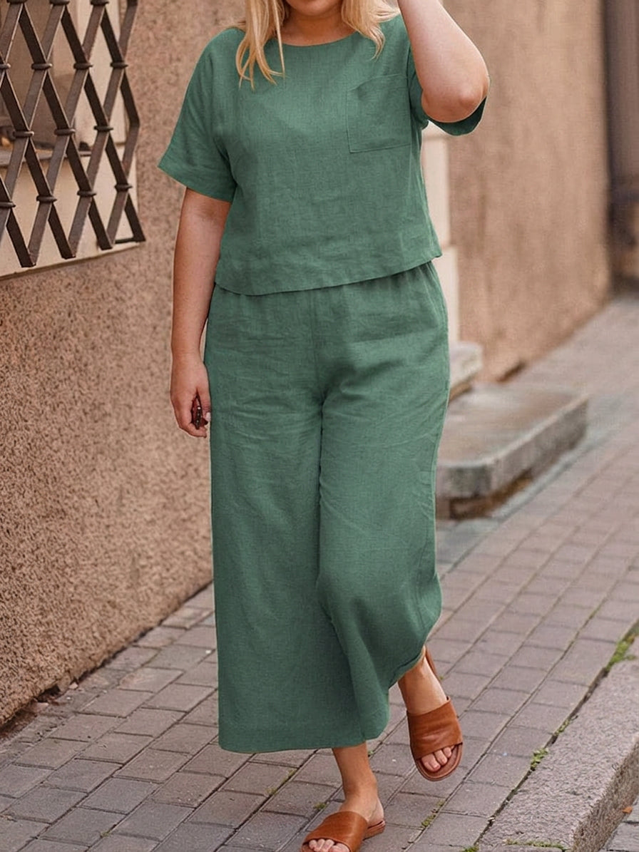MARGUERITE - WOMEN PLAIN CROP TOP &amp; PantS CO-ORDER SET