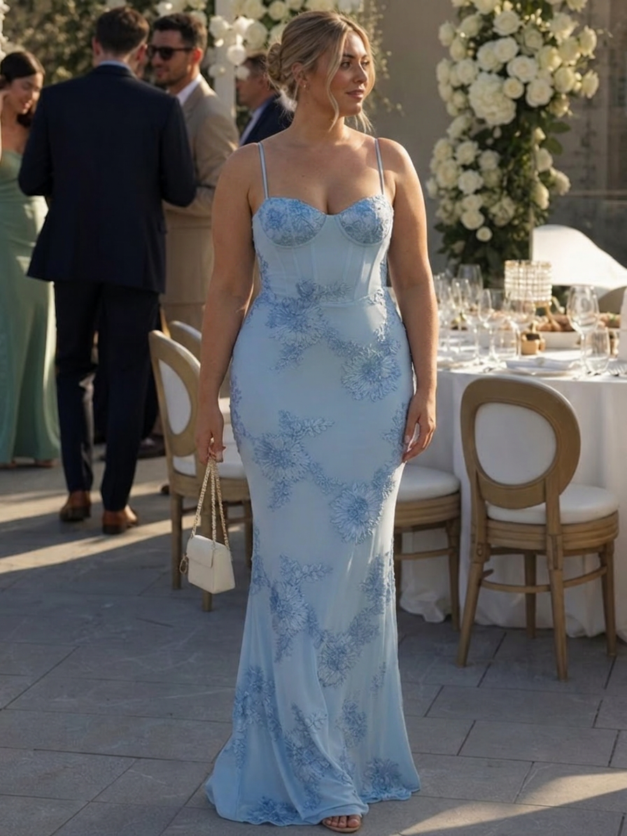 Clover | Spaghetti Strap Corset Bodice Maxi Dress