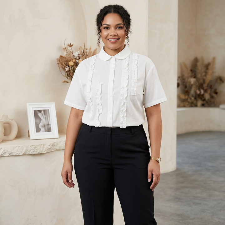 Juna - Pure Cotton Ruffled Shirt