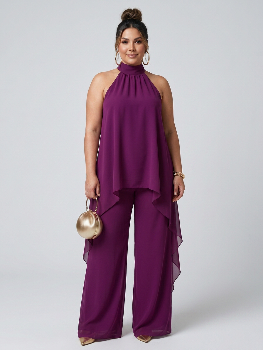 Fleur | Asymmetric Tunic Top Wide Leg Pants Set