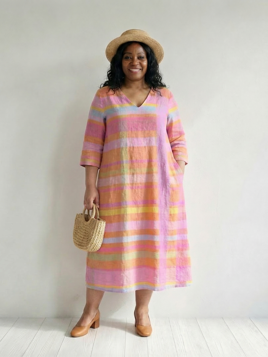 Jolie | Easy Drape Stripe Midi Dress