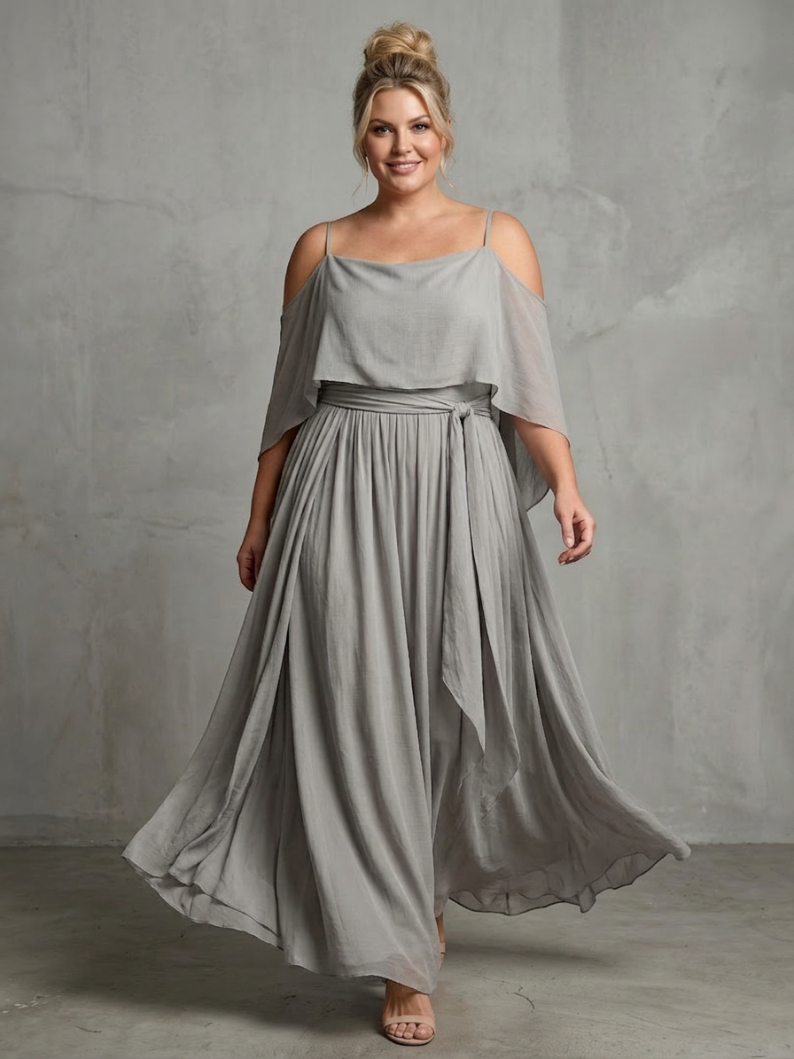 Rui | Layered Drape Cold Shoulder Top Wide Leg Set