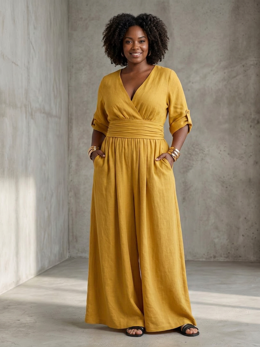 Maeve | Cross Front Wide Leg Jumpsuit