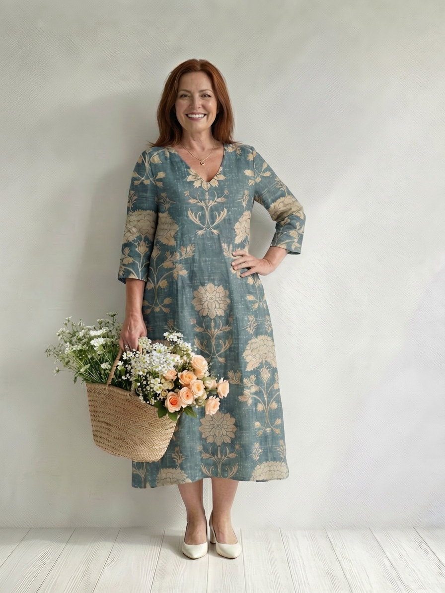 Aveline | Gentle Shape Floral Midi Dress