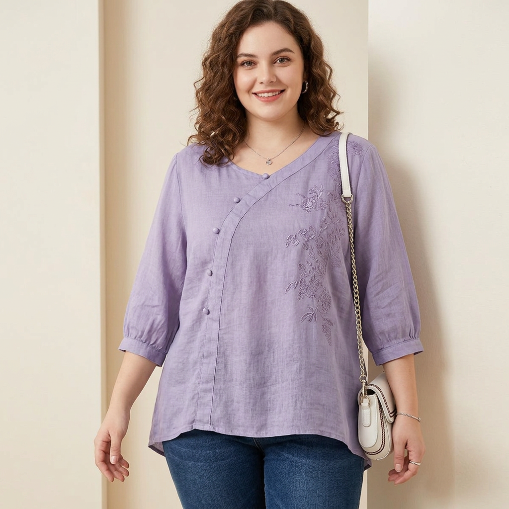 Clemence - Pure Cotton Embroidered Elegant Top