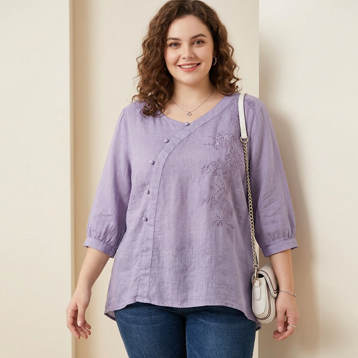 Clemence - Pure Cotton Embroidered Elegant Top