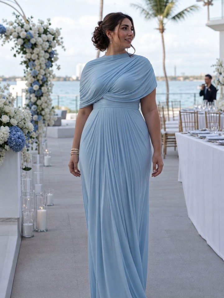 Etta | One Shoulder Draped Bodice Maxi Dress