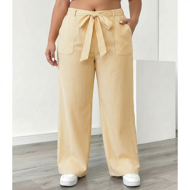 Saffron | Striped Pant With Pockets