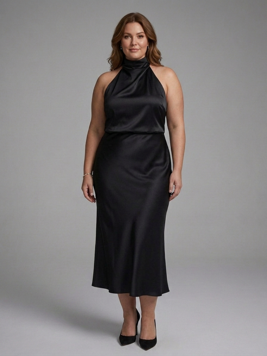 Eilwen | Midi Dress with Halter Neckline
