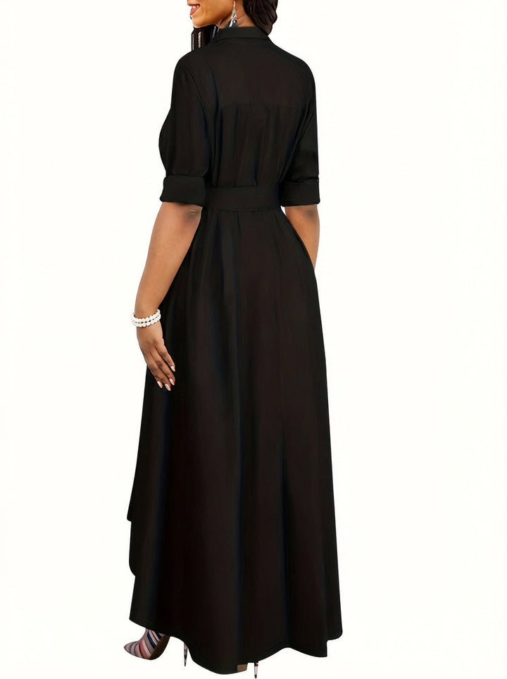 Clemence | Holiday Perfect Button-Front Maxi Dress