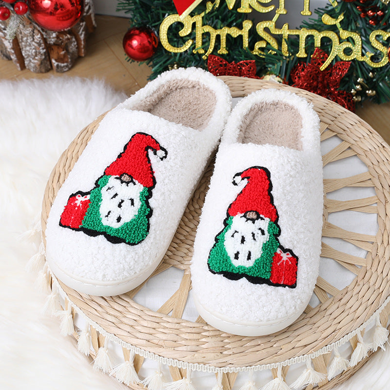 Cute Santa Claus Couple Slippers, Indoor Floor Shoes