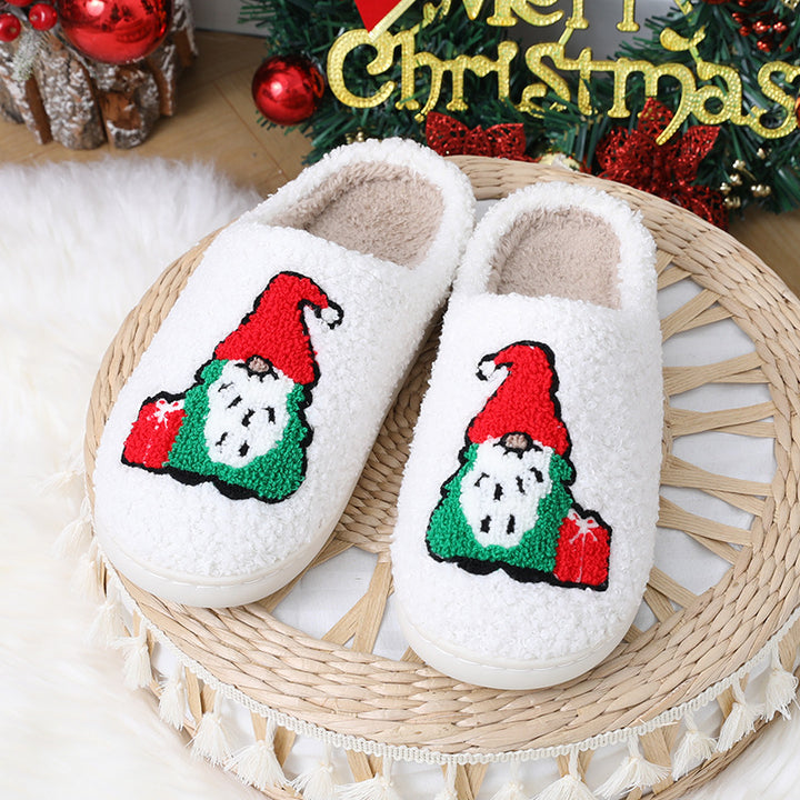 Cute Santa Claus Couple Slippers, Indoor Floor Shoes