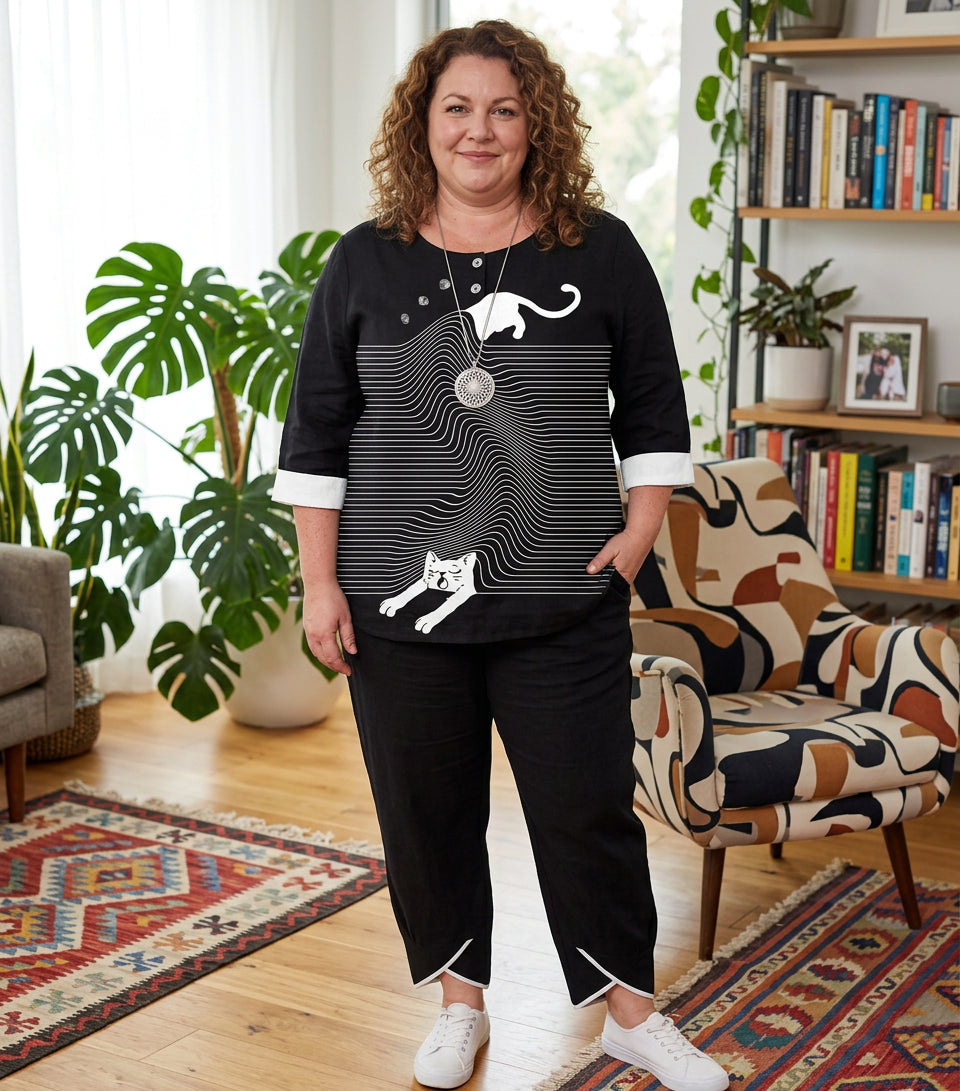 Frankie 3D Print Set: Effortless Casual Style