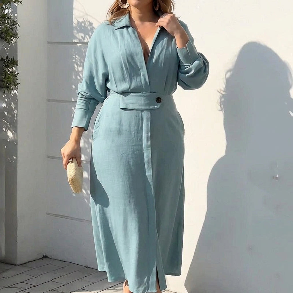 Wren Elegant Tied Dress: Chic Commute Long Sleeve Style