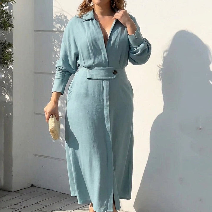 Wren Elegant Tied Dress: Chic Commute Long Sleeve Style