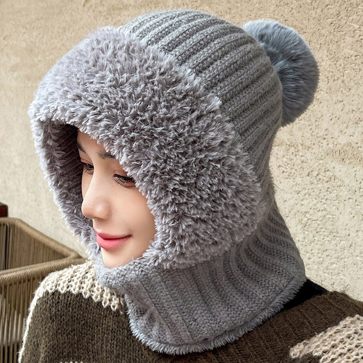 Knit Hooded Scarf, 2-in-1 Hat and Neck Warmer