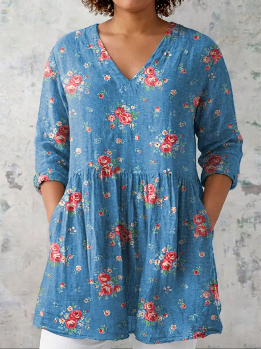 Isabeau | Long Blouse with V-Neck
