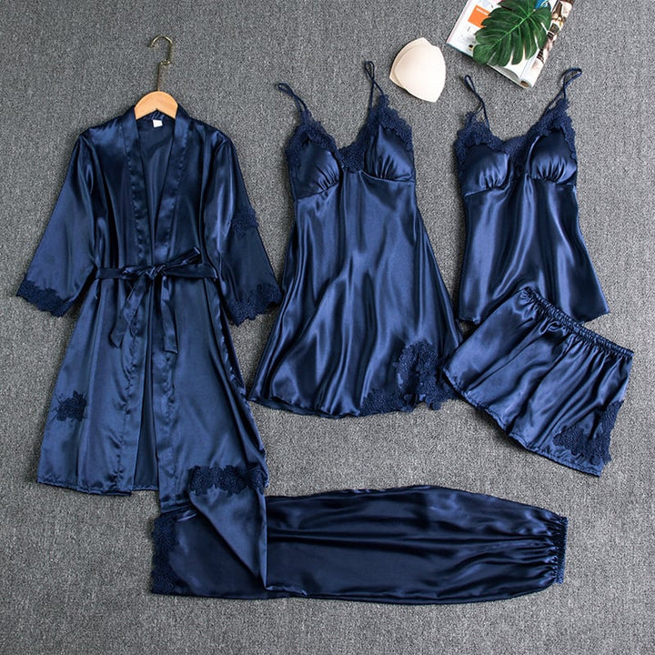 Selma | 5-Piece Silk Lace Nightwear Set