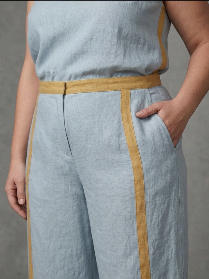 Yasmin | Sleeveless Top Wide Leg Contrast Pants Set