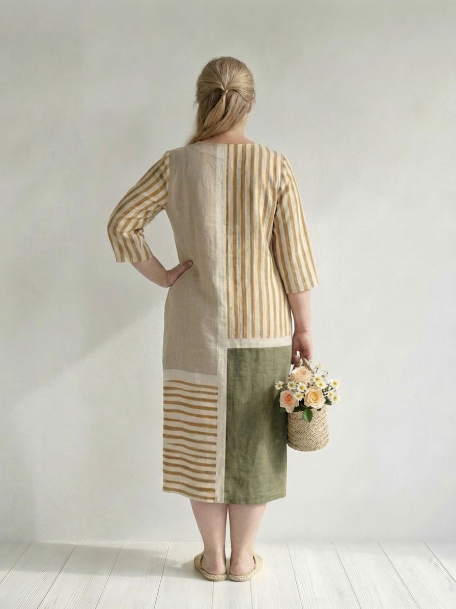 Maybelle | Light Mixed Stripe Midi Dress