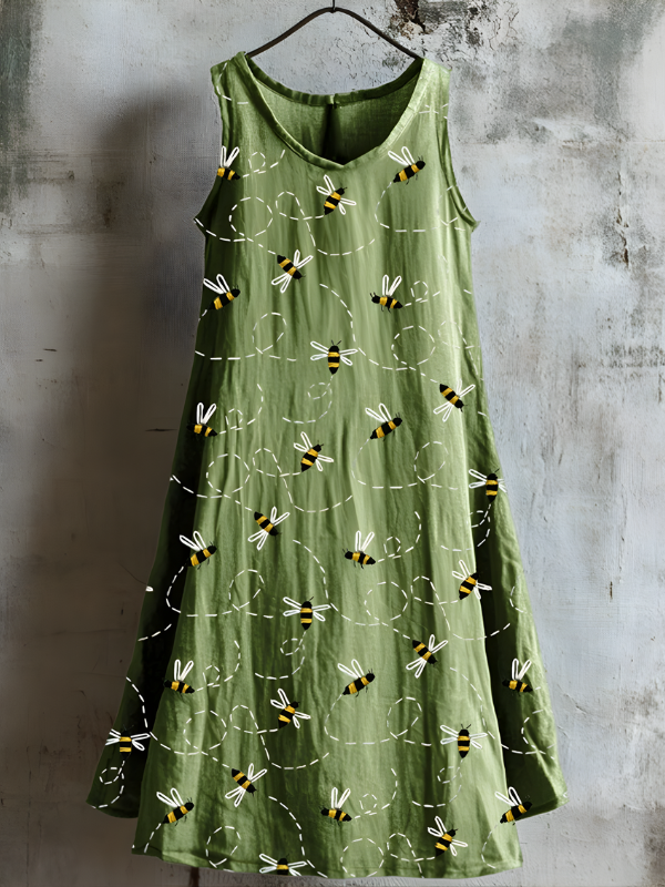 Yelena - Honeybee Meadow Tank Dress Green