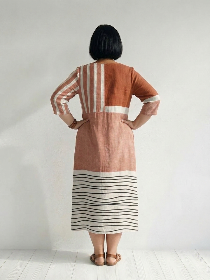 Dahlia | Easy Mixed Stripe Midi Dress