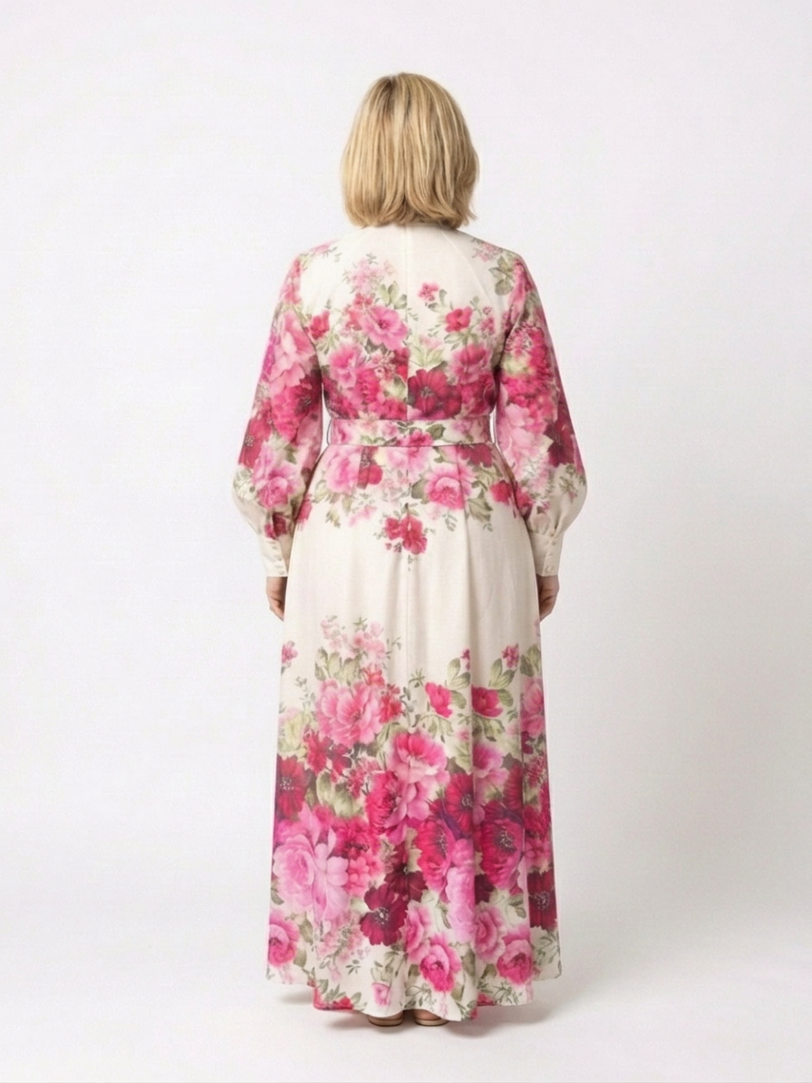 Dahlia | Long Sleeve Floral Belted Maxi Dress