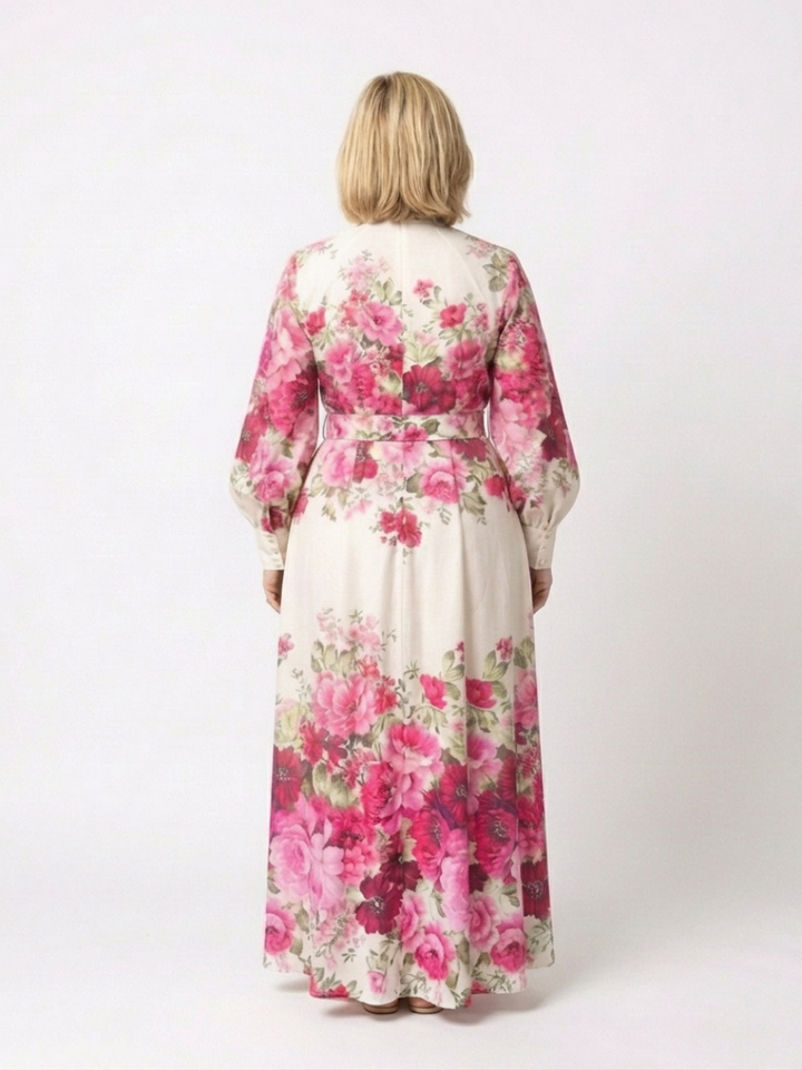 Dahlia | Long Sleeve Floral Belted Maxi Dress