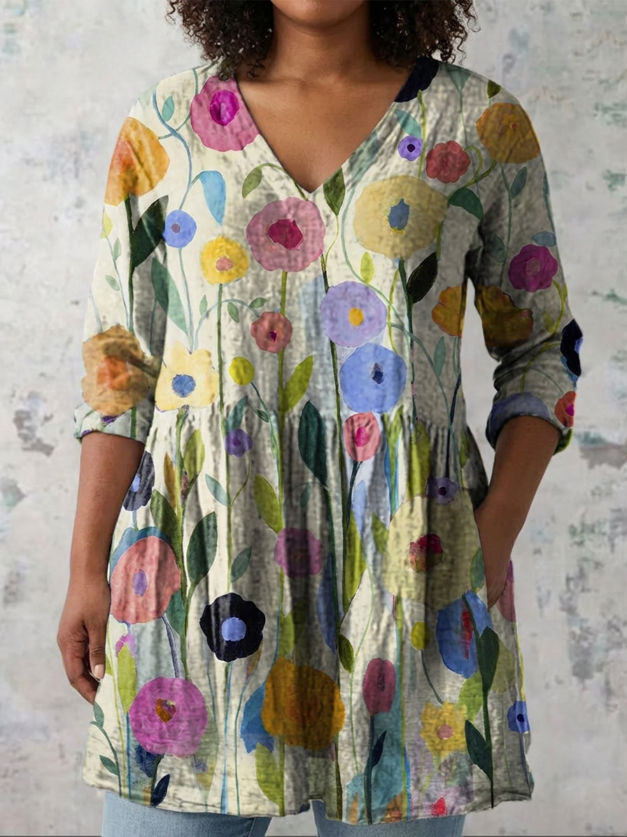Maia | Long Blouse with V-Neck
