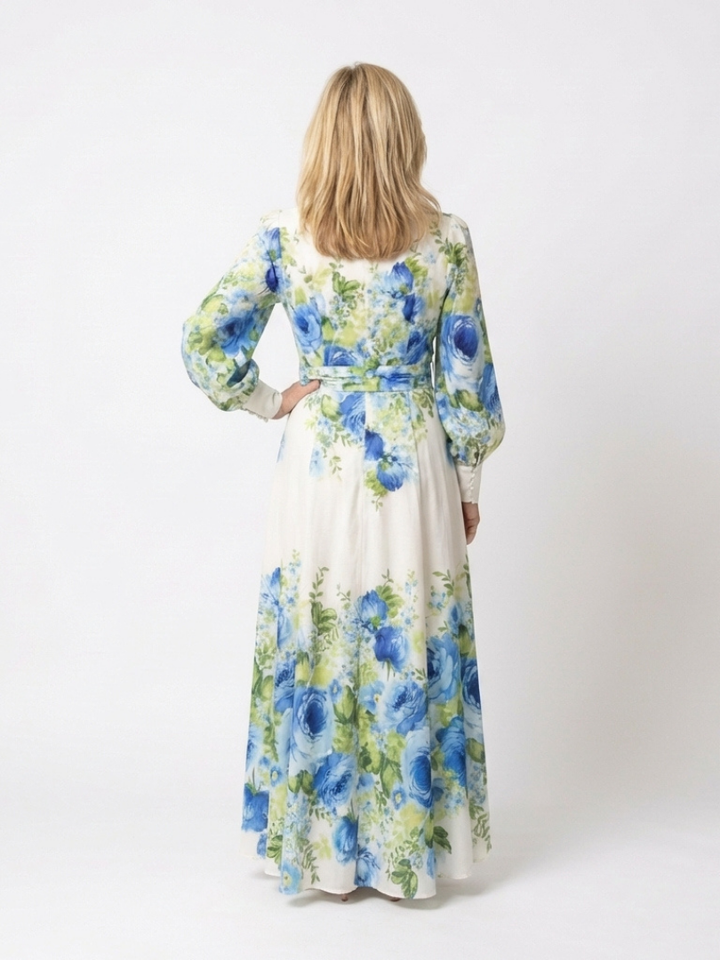 Laisa | Long Sleeve Floral Button Front Maxi Dress