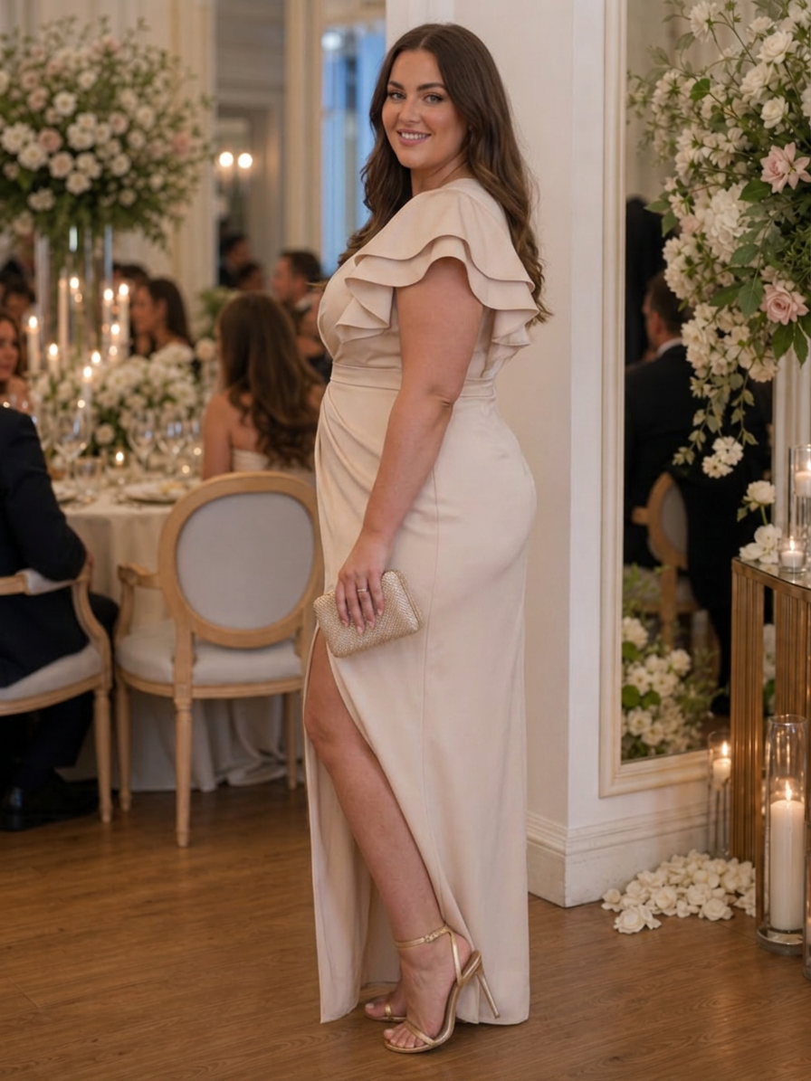 Mei | One Shoulder Draped Bodice Midi Dress