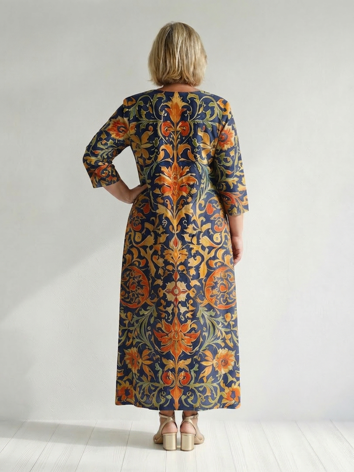 Laisa | Clean Ornate Floral Midi Dress