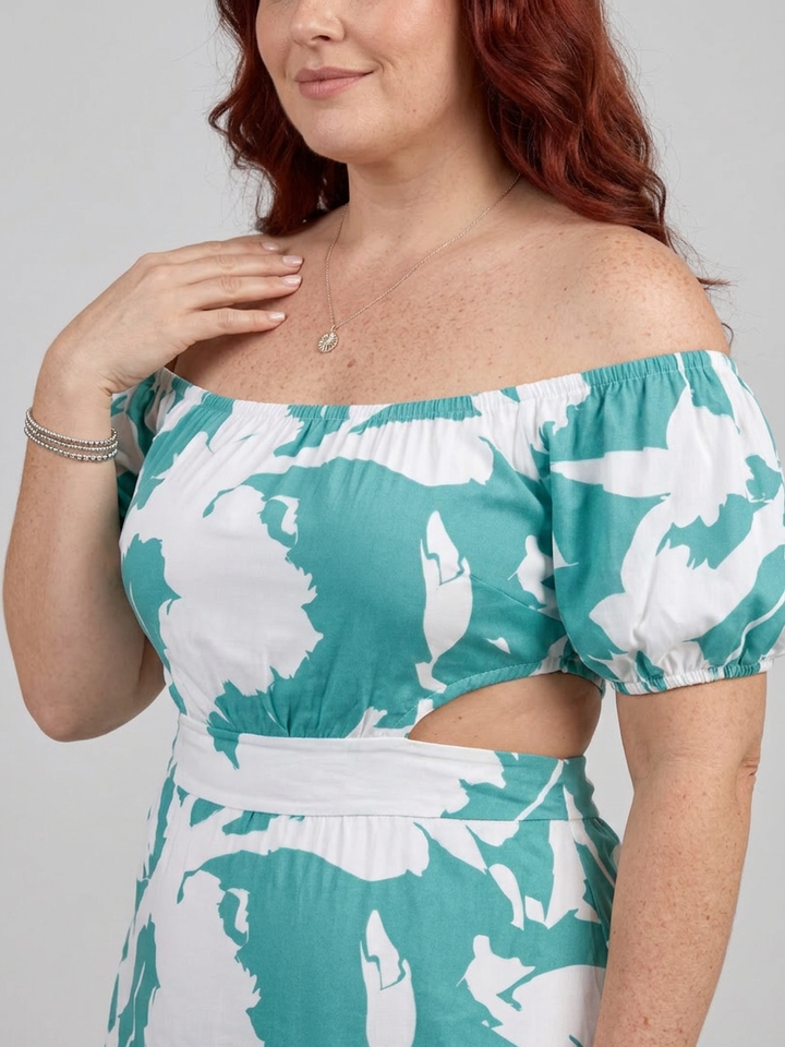 Cassia | Off Shoulder Cutout Waist Maxi Dress