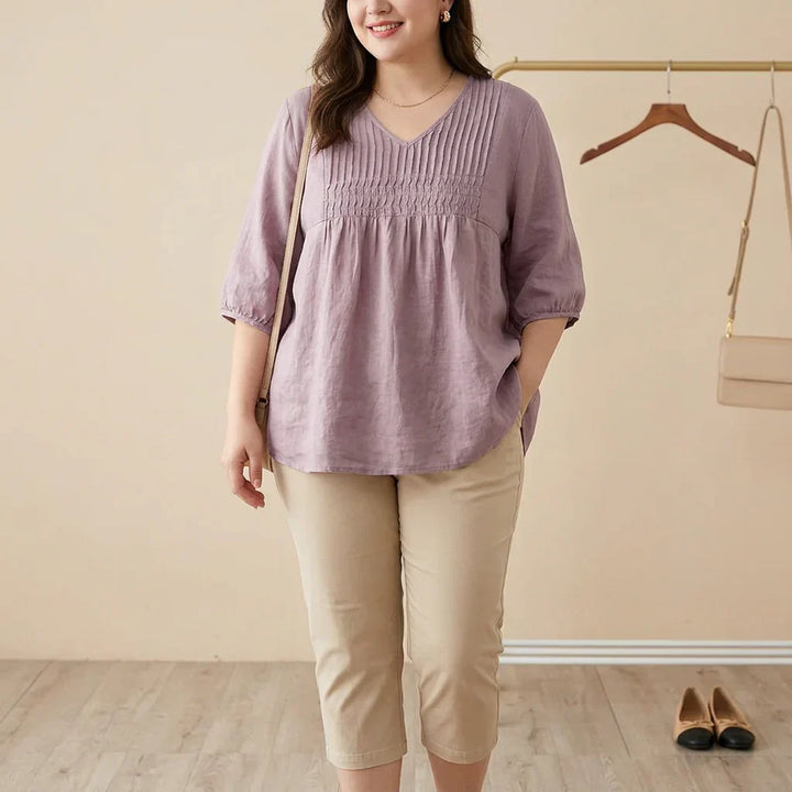 Tindra - Pure Linen Cotton Pleated Comfortable tunic